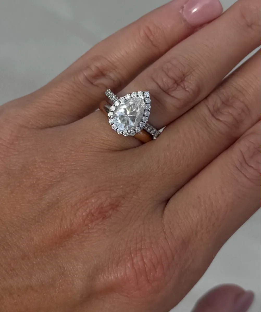 2 Carat Pear Cut Ring worn