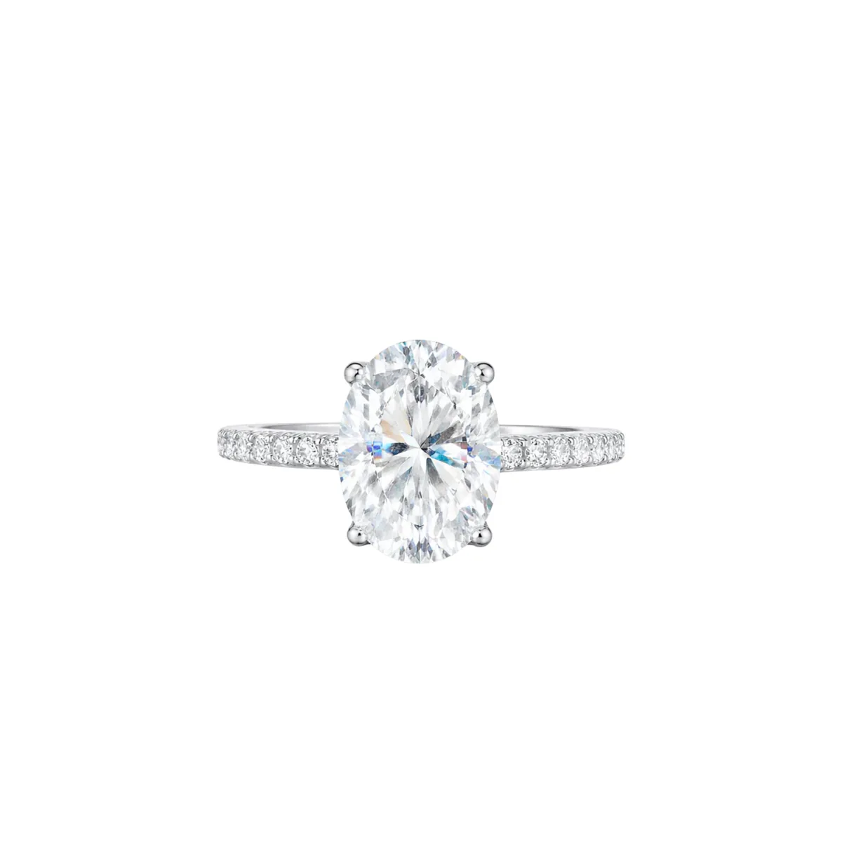 2ct Oval Cut Engagement Ring with Pavé Band