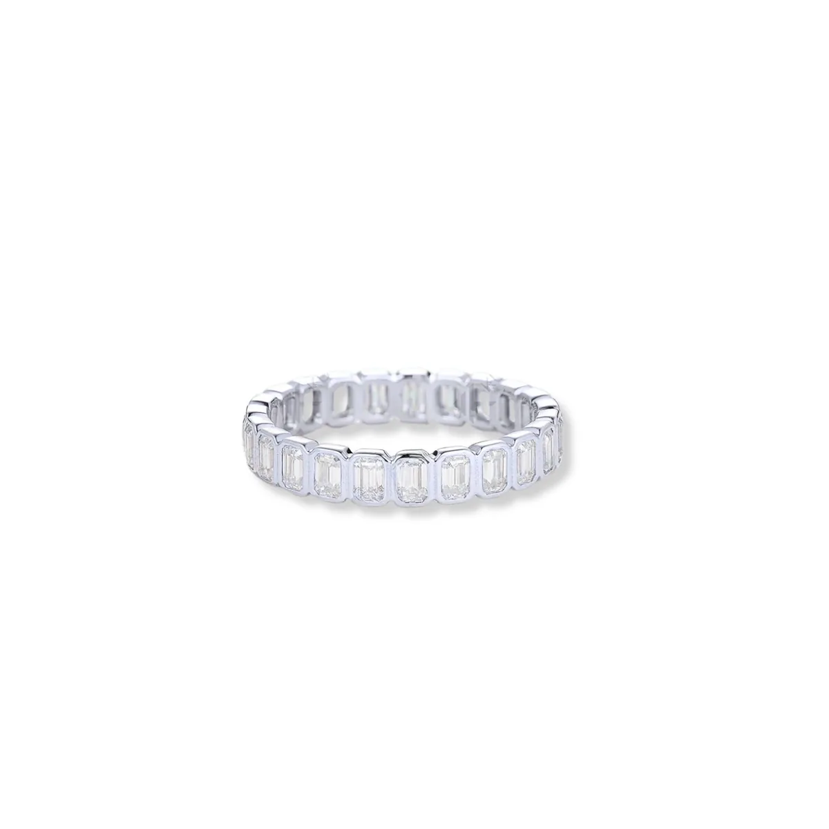 3.5CTTW Emerald Cut Eternity Ring worn