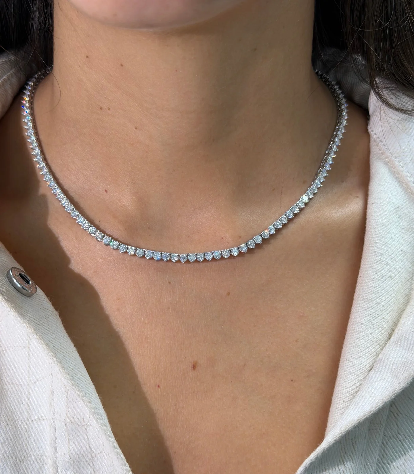 3-Prong Tennis Necklace worn