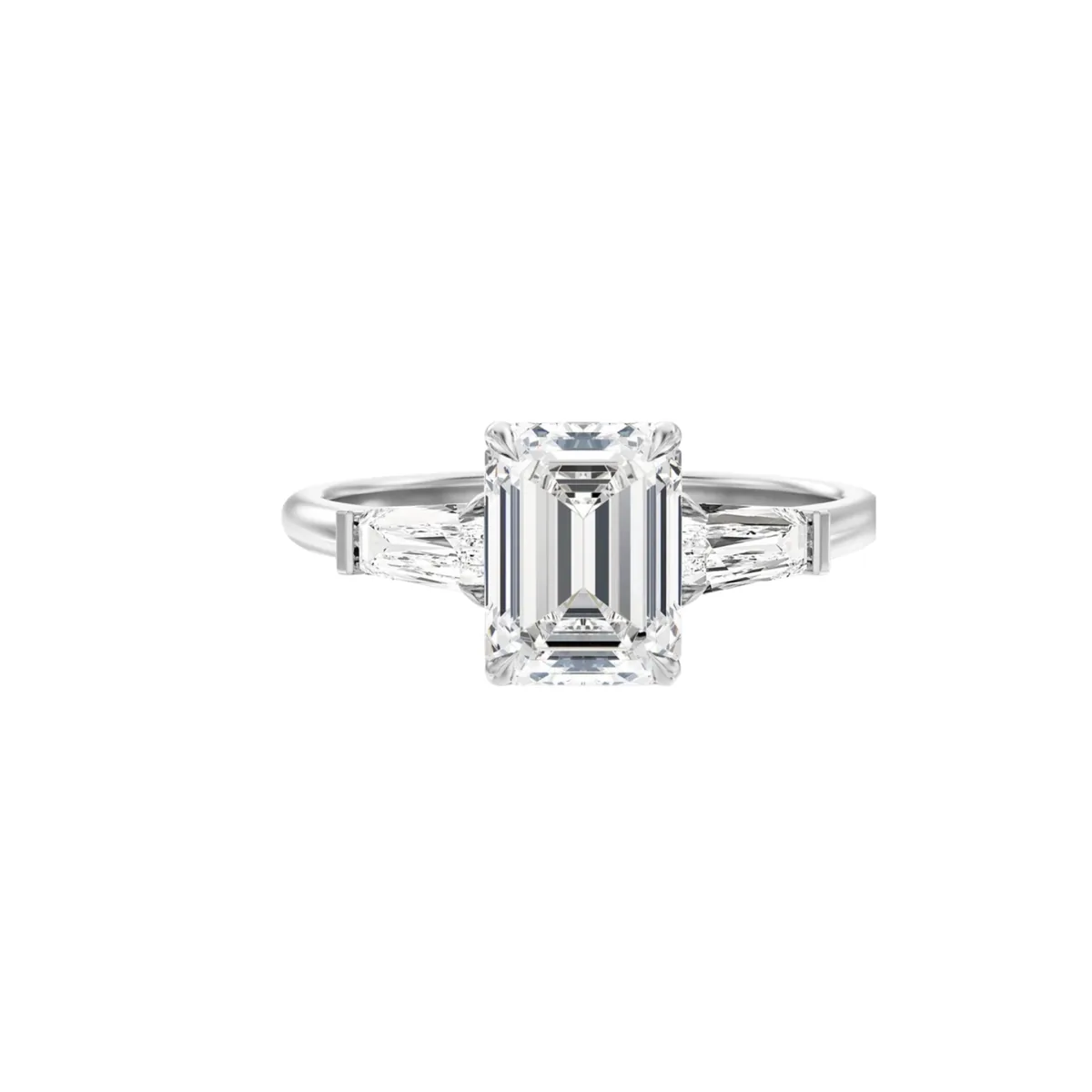 3ct Emerald Cut Trilogy Ring