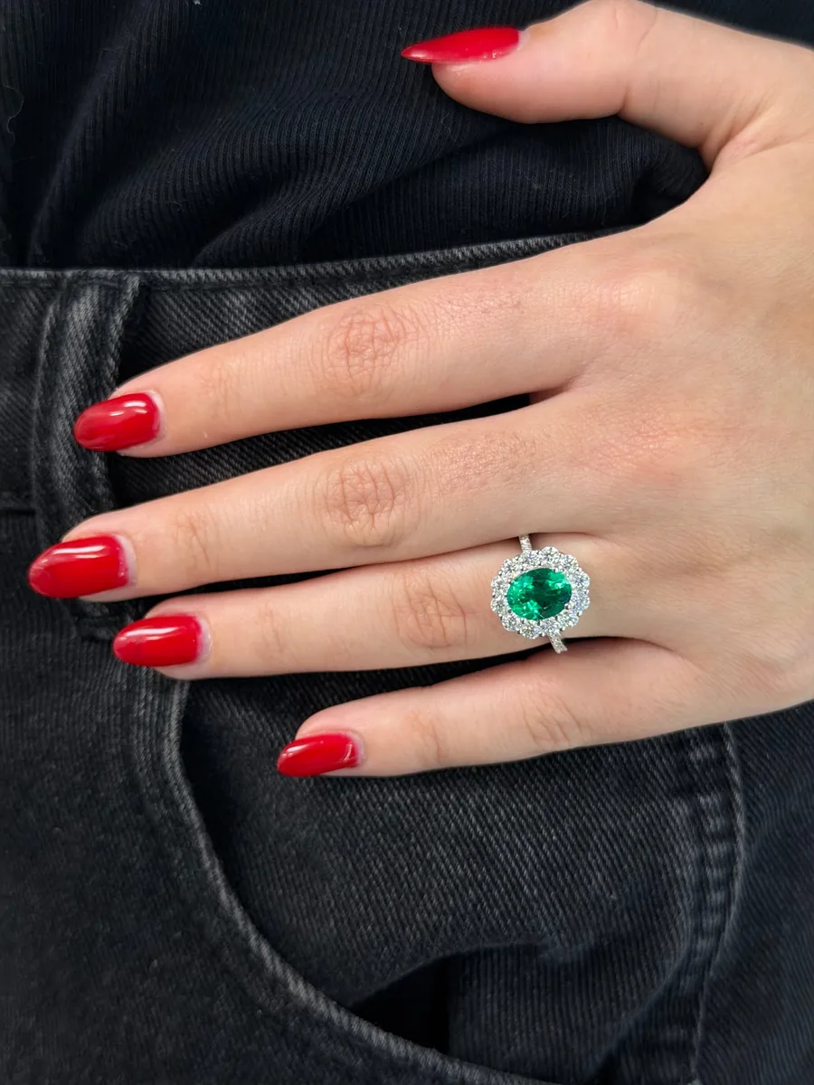 3CTTW Emerald Halo Ring worn