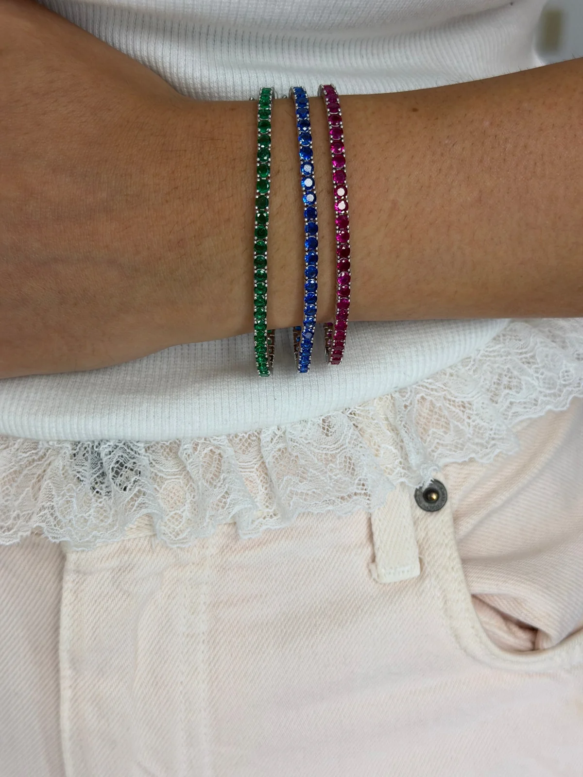 3mm Color Tennis Bracelet worn