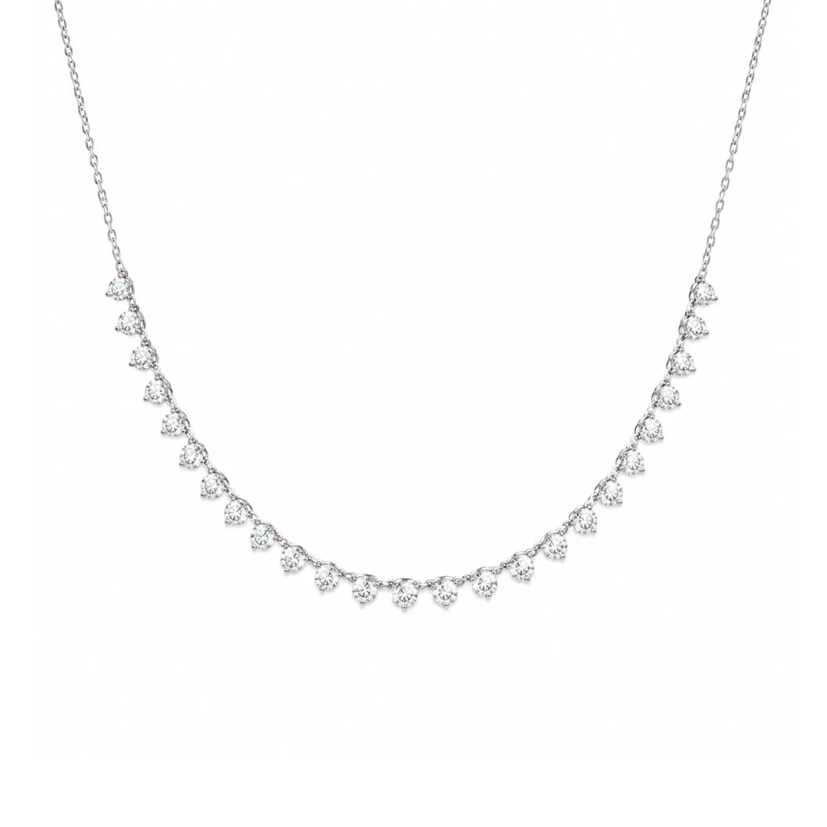 4mm Half 3-Prong Tennis Necklace