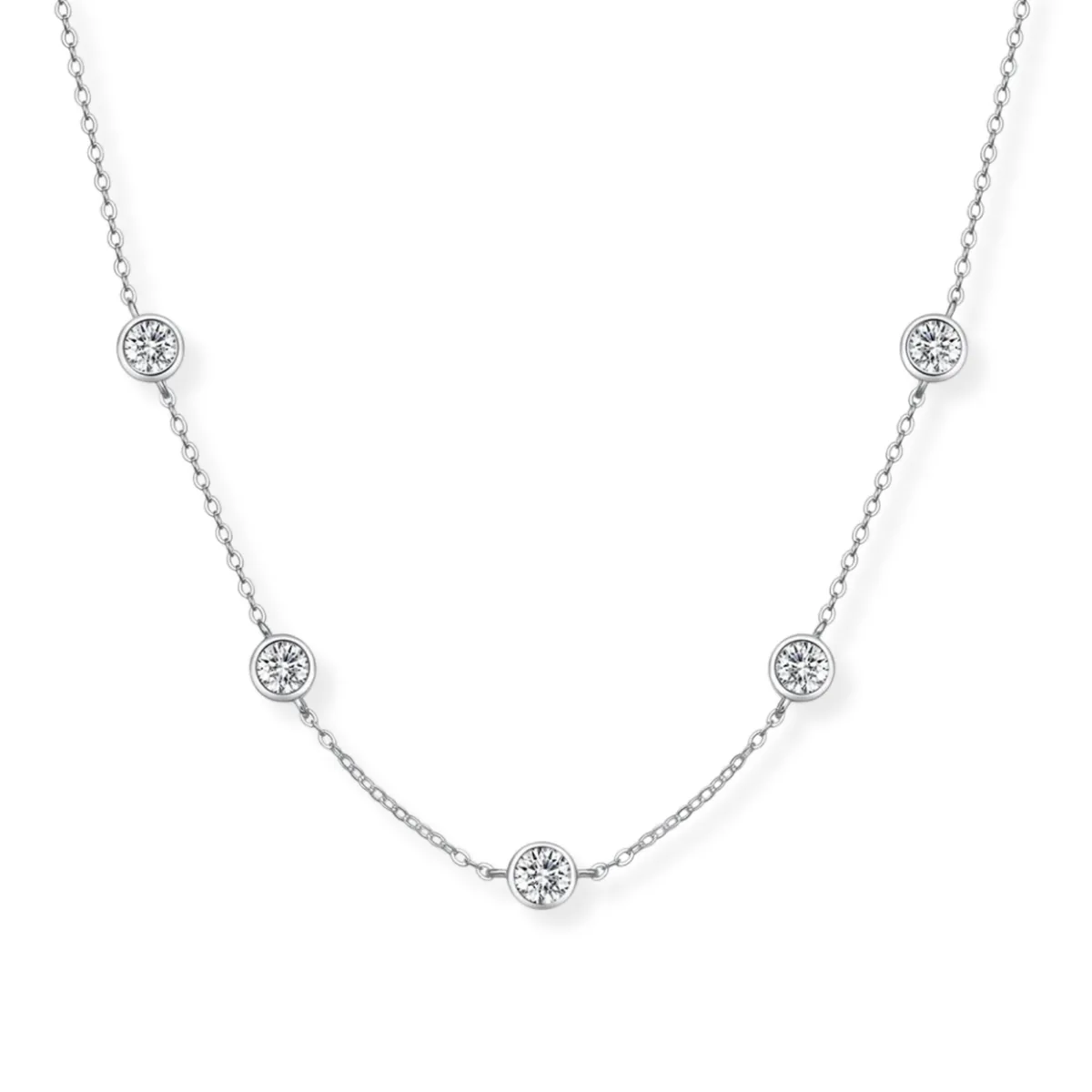 5 Stone Bezel Set Necklace