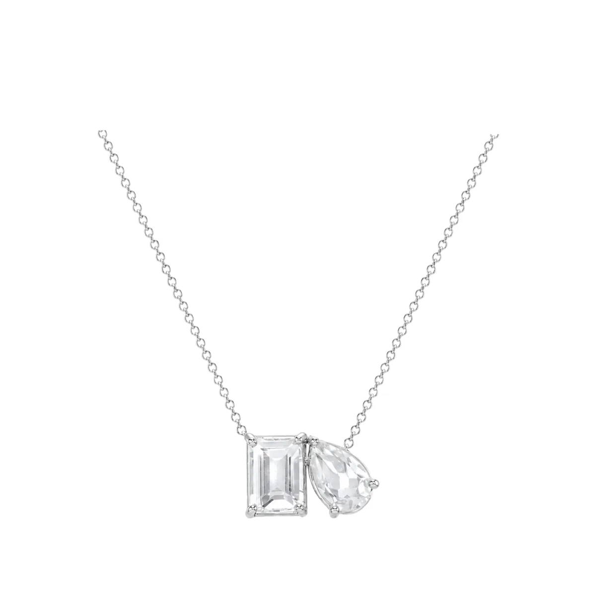 5cttw Toi et Moi Emerald & Pear Cut Necklace