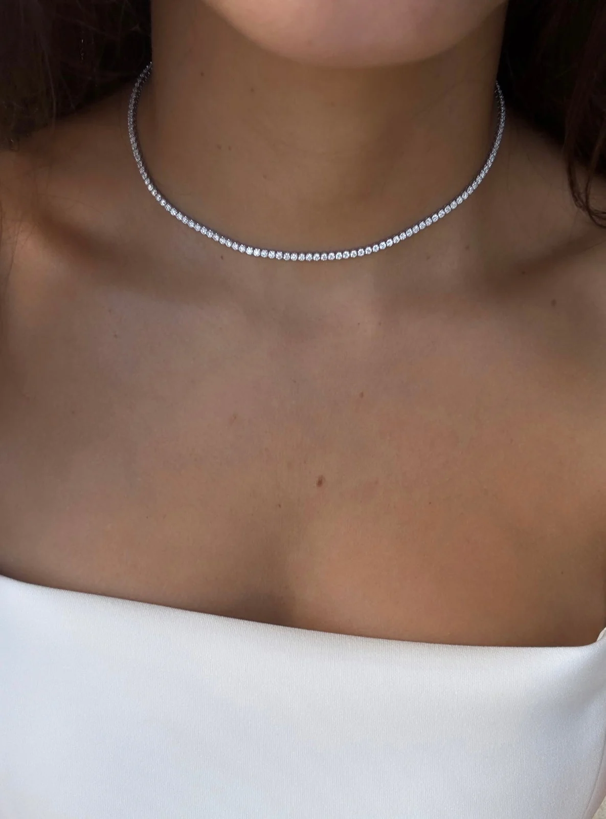 Adjustable Tennis Choker Necklace worn