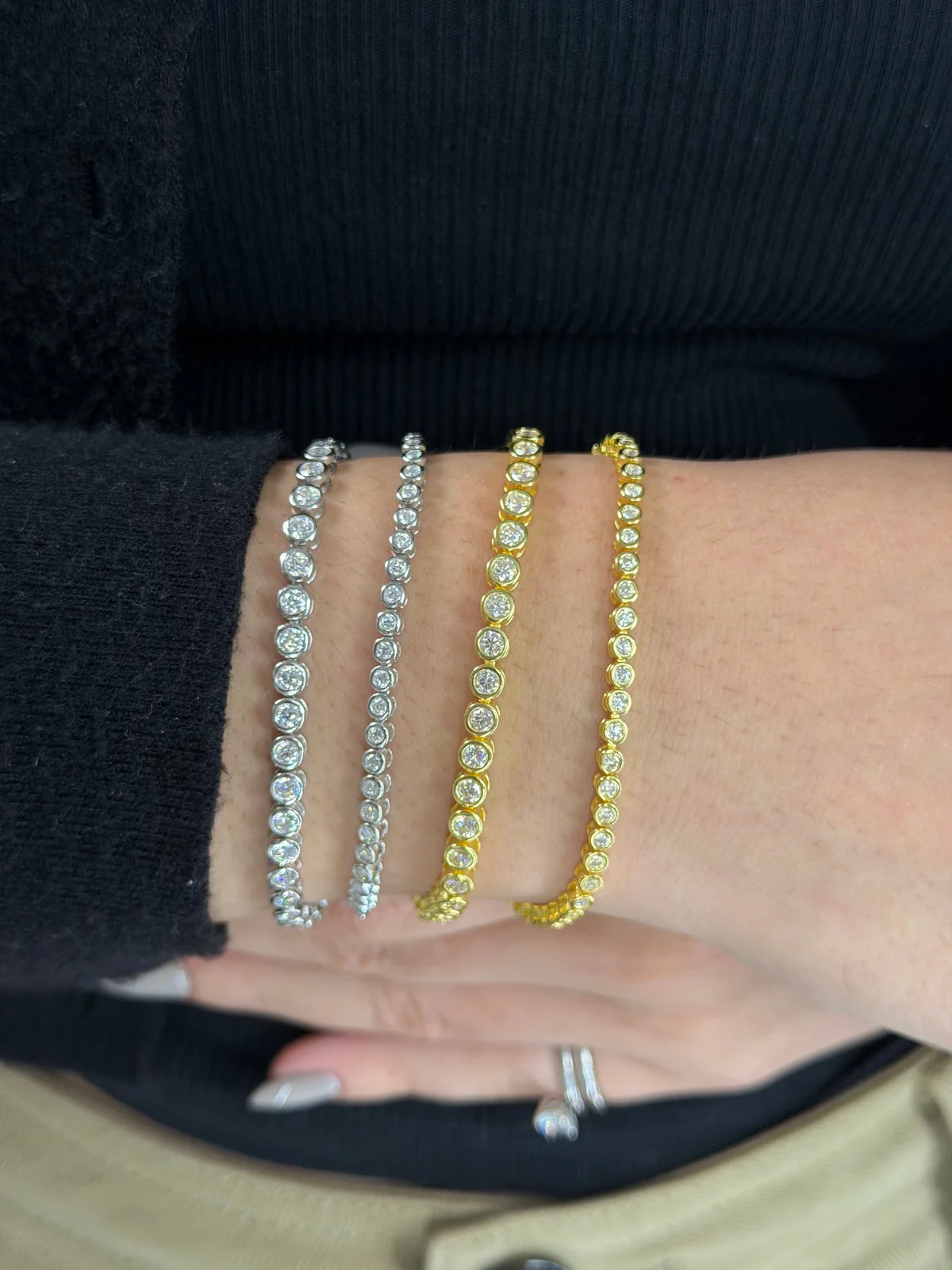 Bezel Set Tennis Bracelet worn