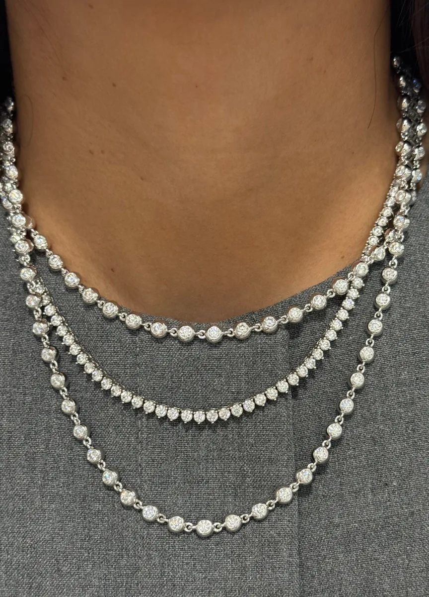 Bezel Tennis Chain Necklace worn