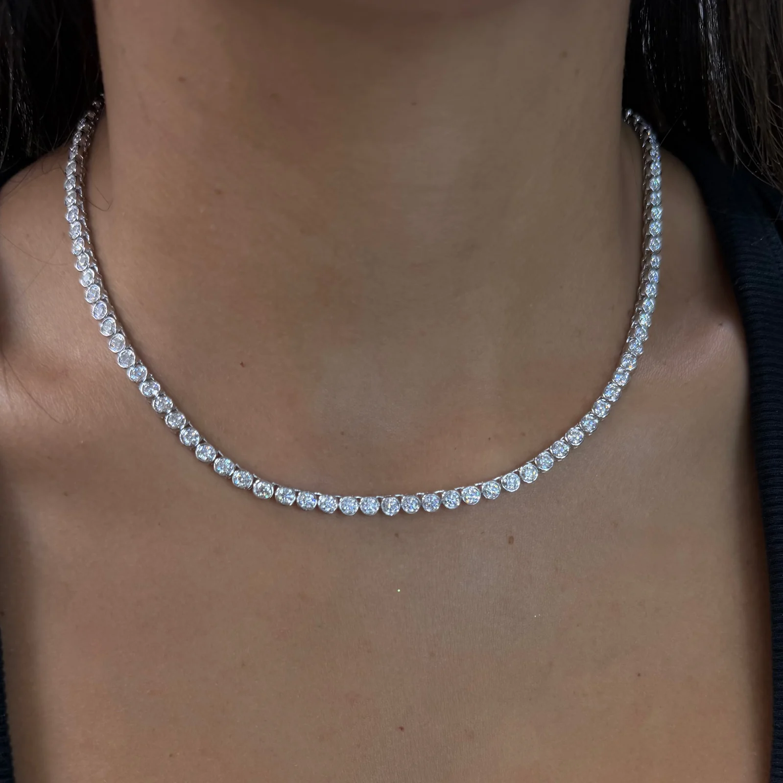 Bezel Tennis Necklace worn