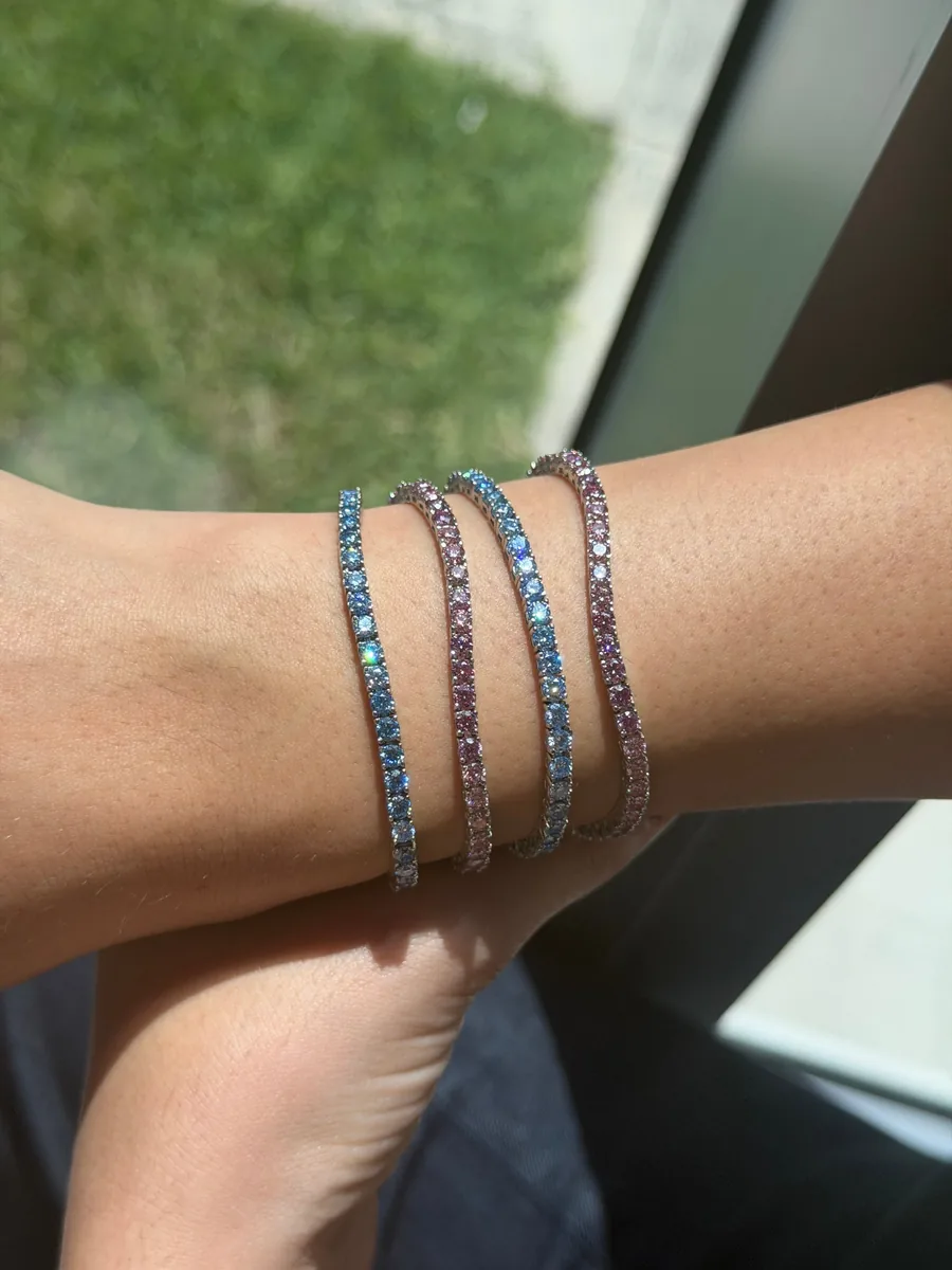 Blue Ombré Tennis Bracelet worn