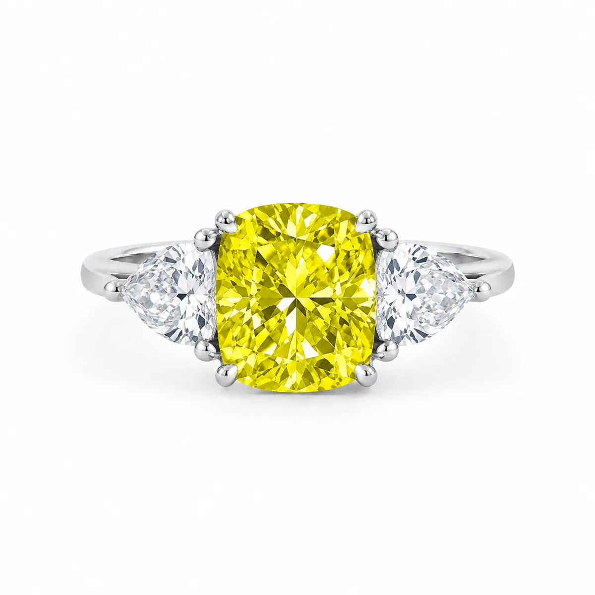 Canary Yellow Three-Stone Ring