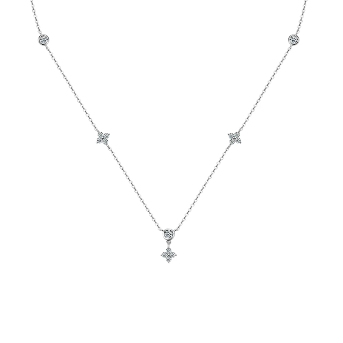 Clover Bezel Set Pendant Necklace
