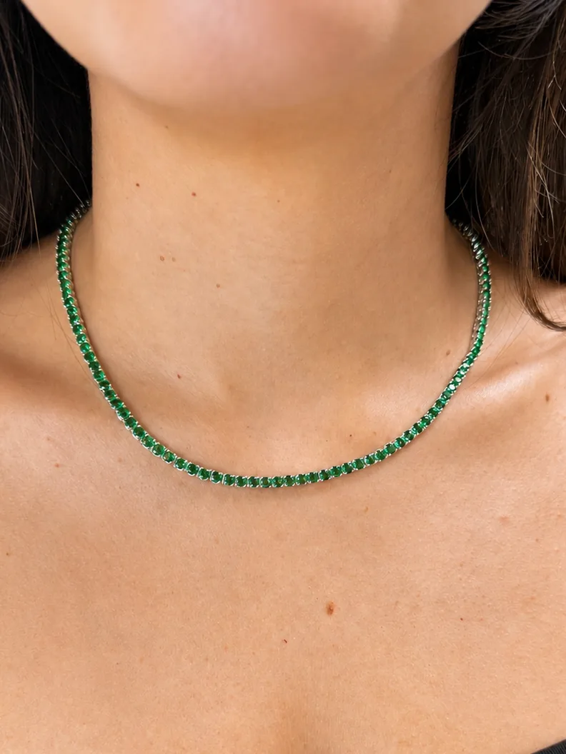 Color Tennis Necklace worn