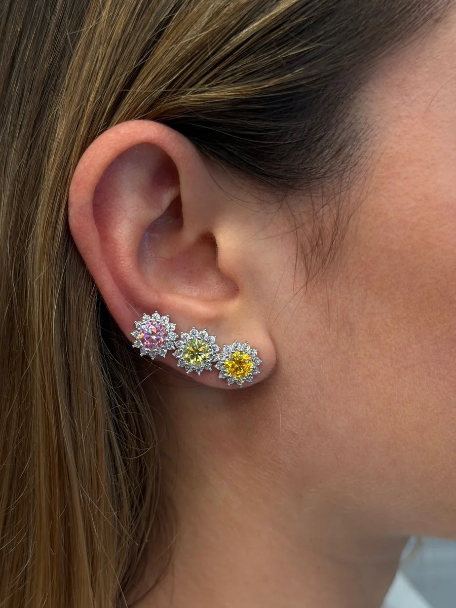 Colorful Flower Earrings worn