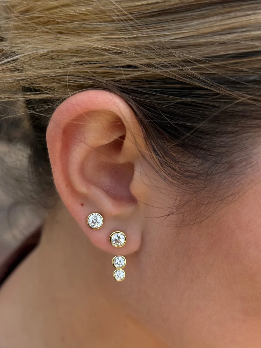 Convertible Bezel Stud Earrings worn