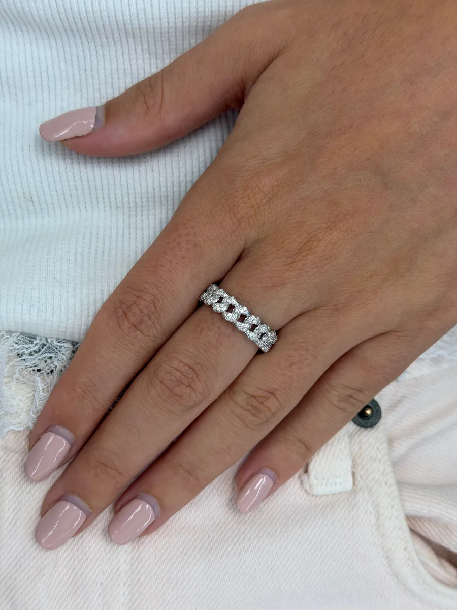 Cuban pave ring worn
