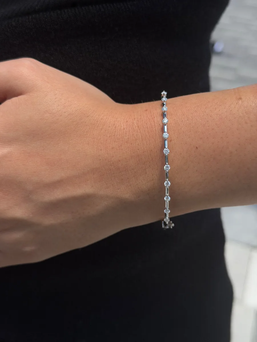 Dainty Line Bangle Bracelet worn