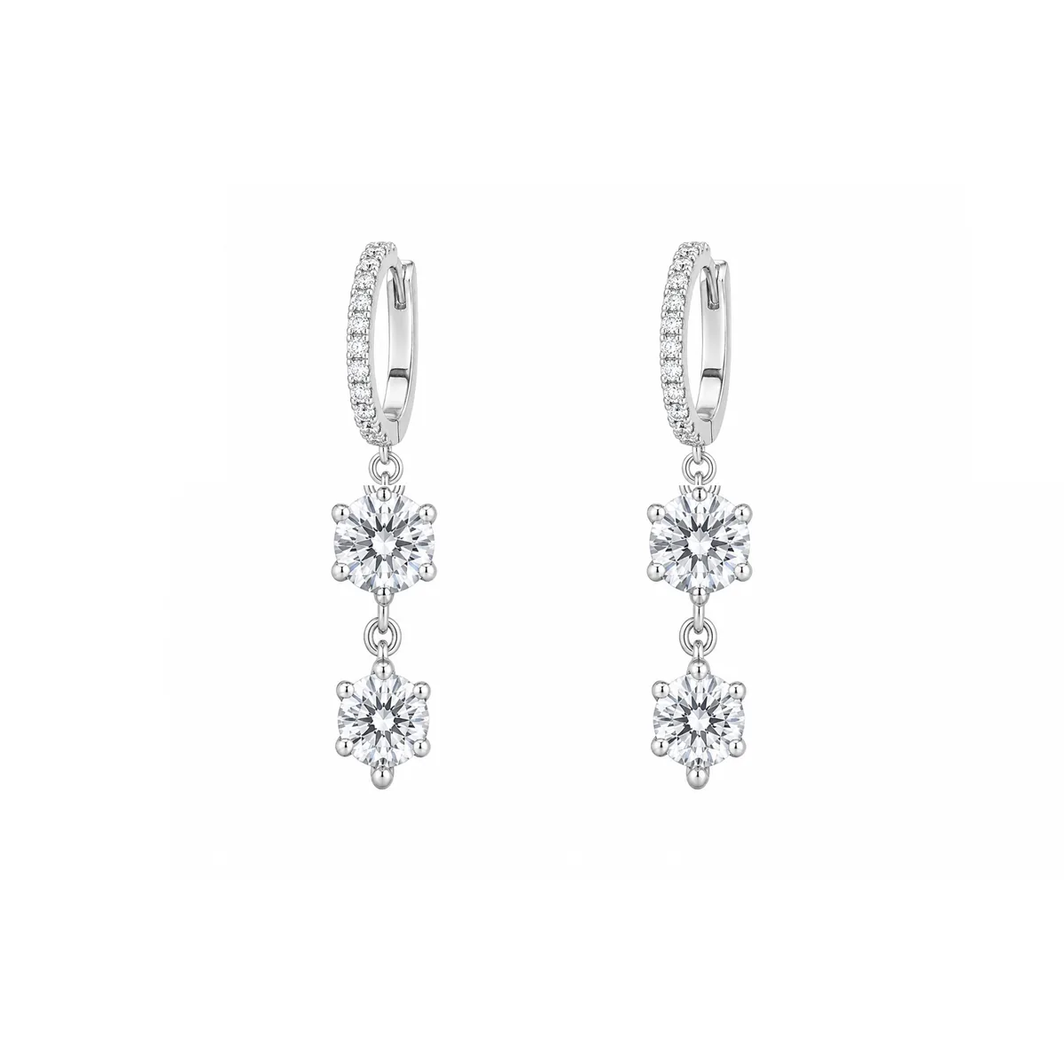 Dangle two stone hoop earrings