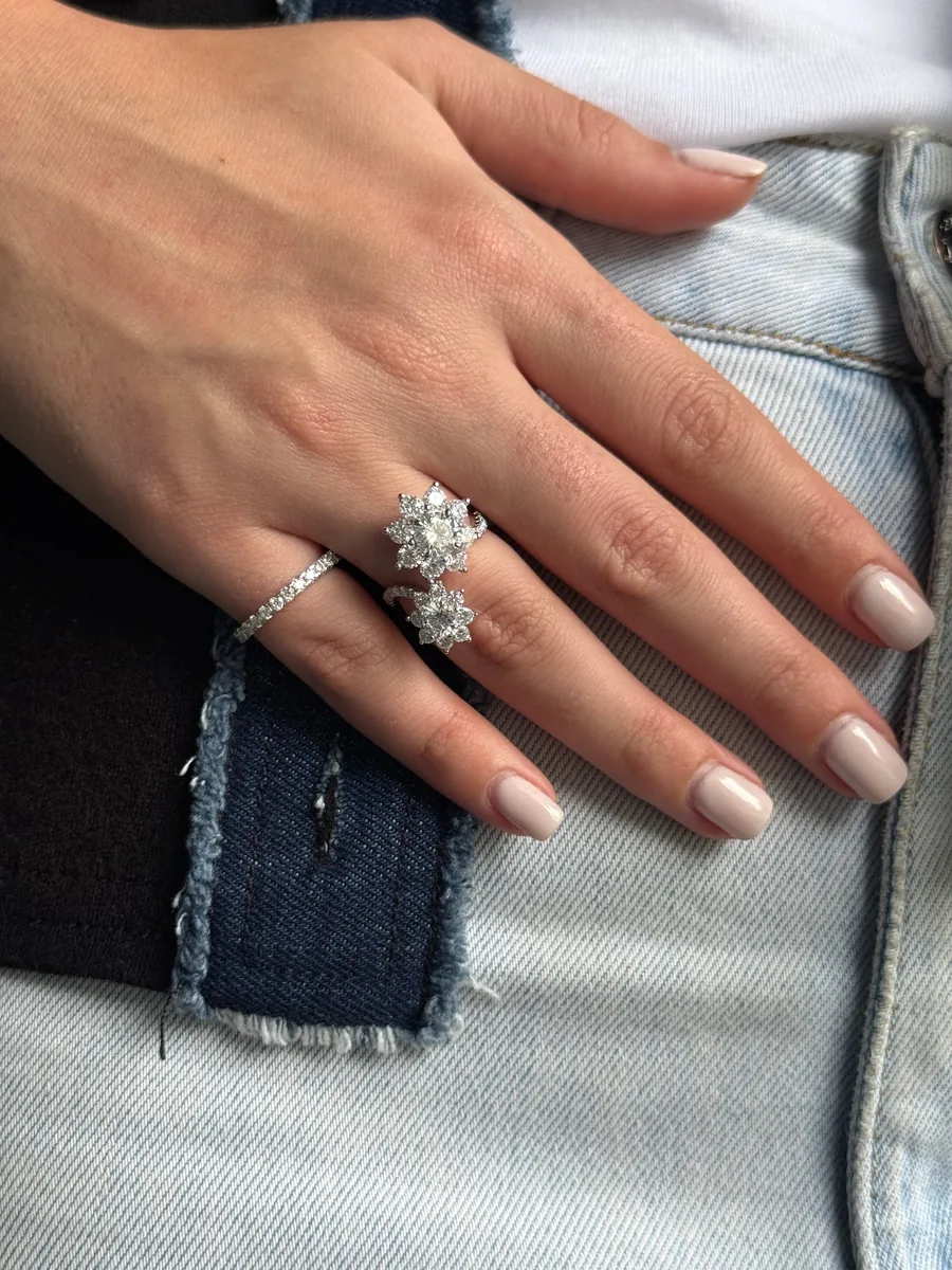 Double Flower Wrap Ring worn