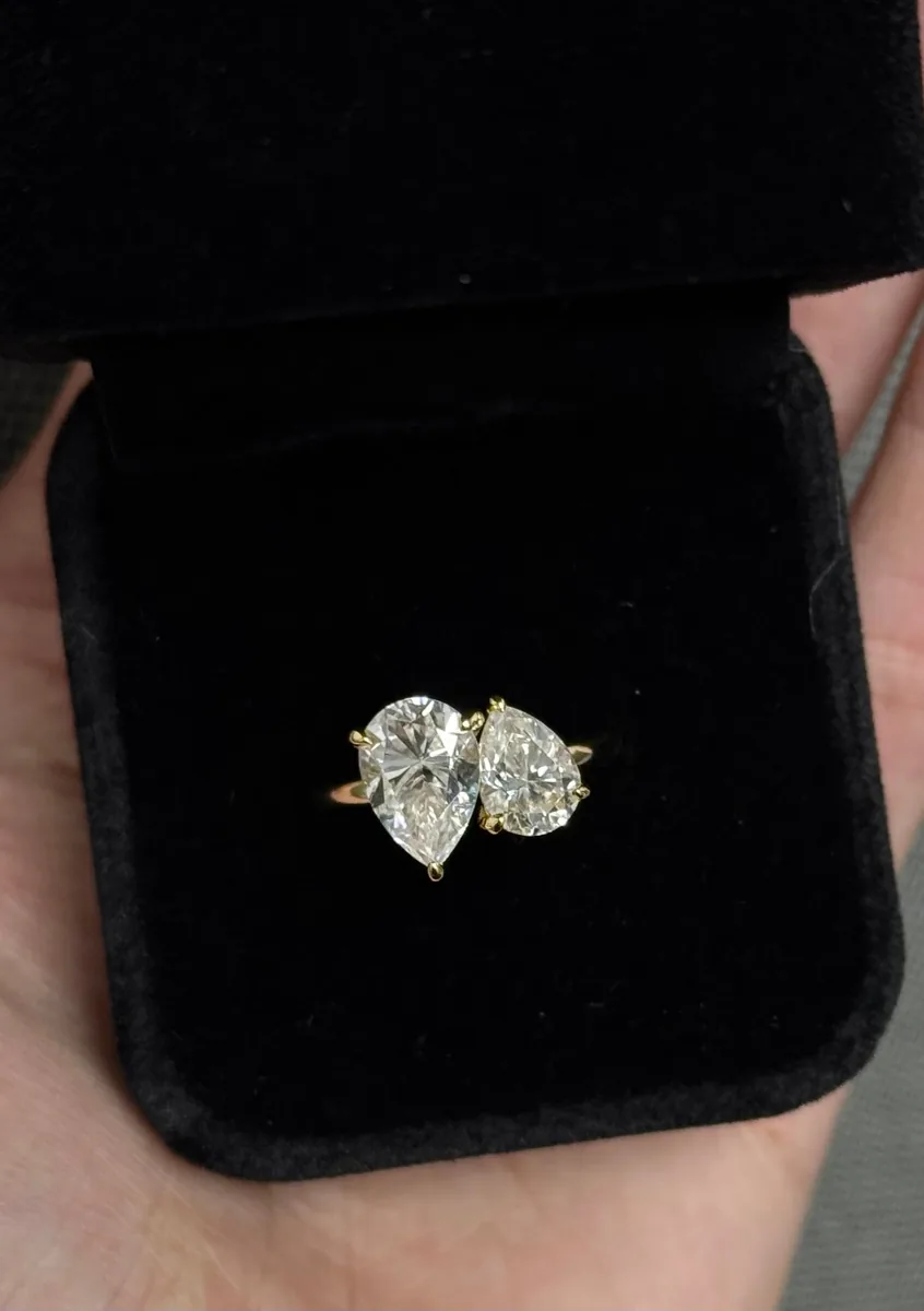 Double Pear 3ctw Toi Et Moi Ring worn