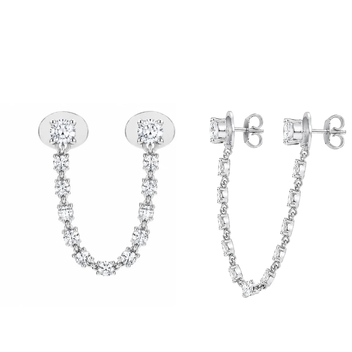 Double Stud Chain Earrings