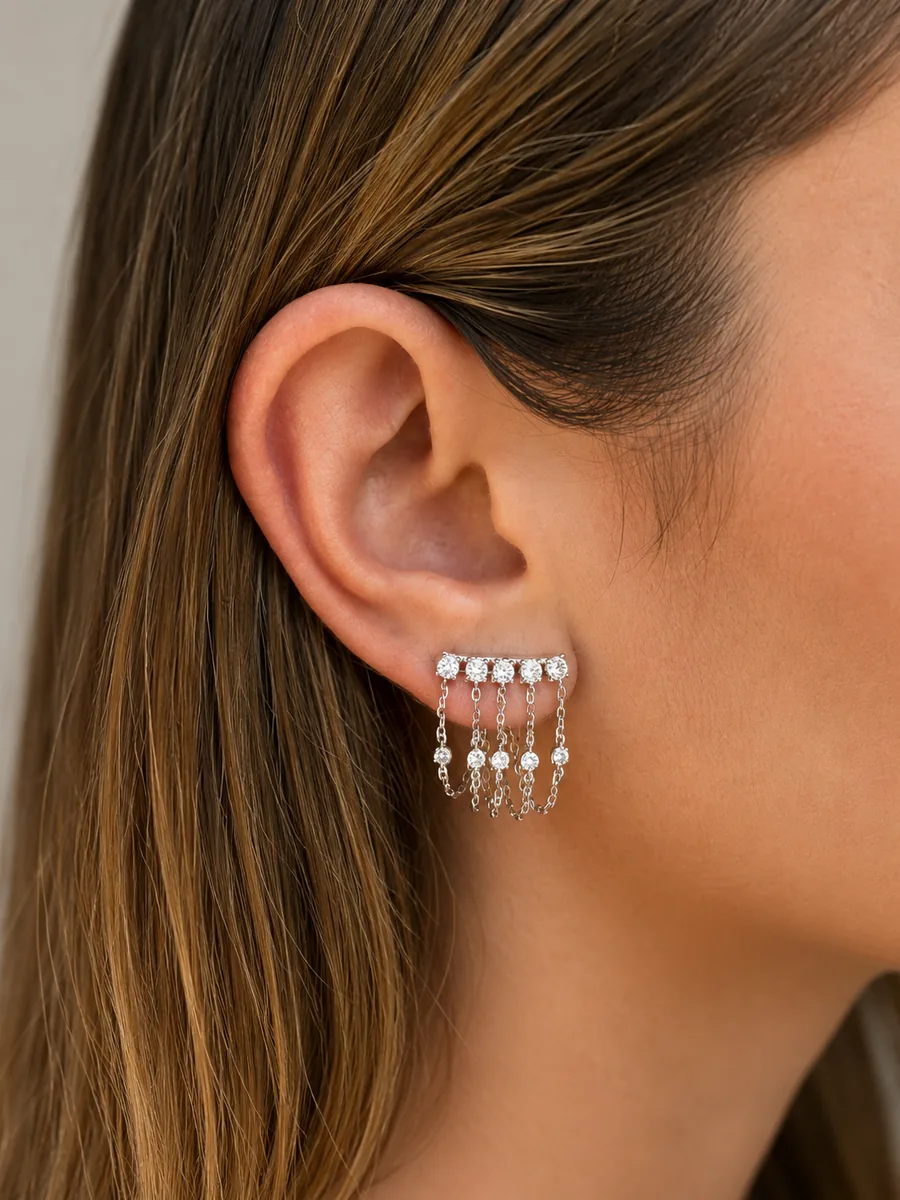 Drip Chain Earrings worn