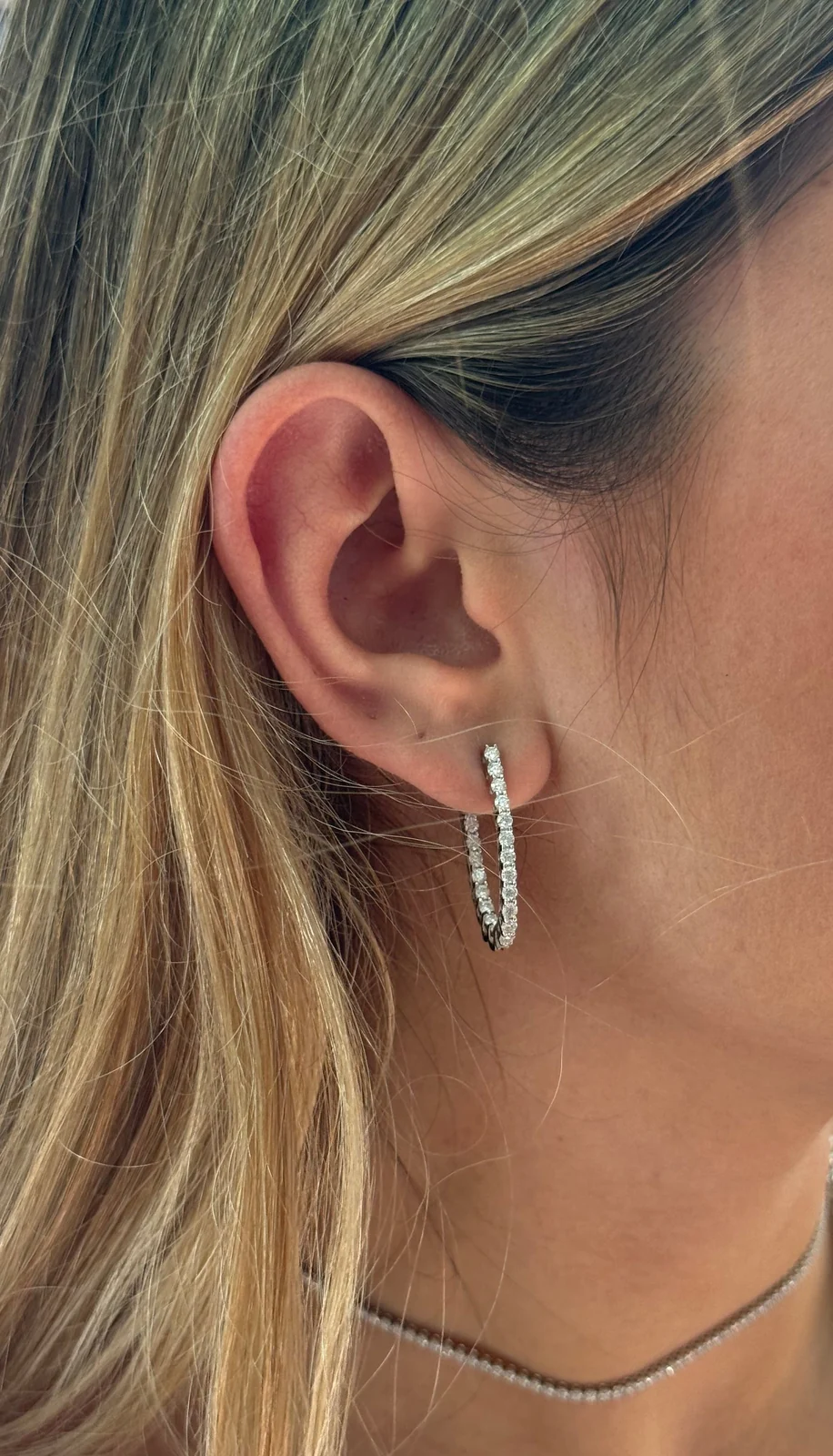 Elongated Oval Inside-Out Hoops Earrings worn