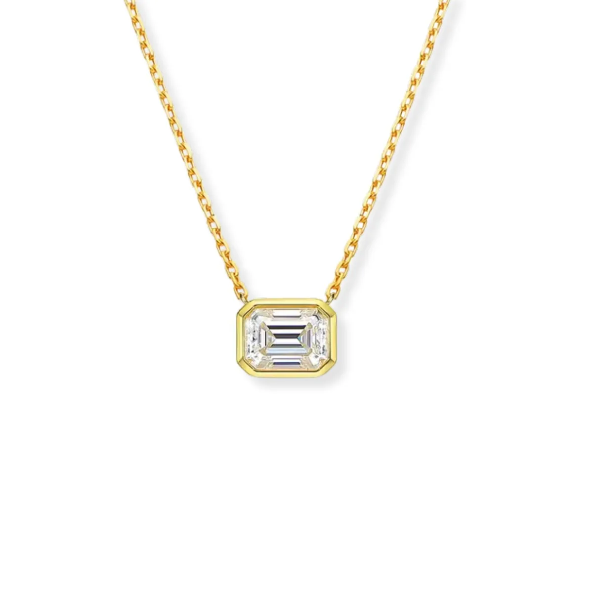 Emerald Bezel Solitaire Necklace