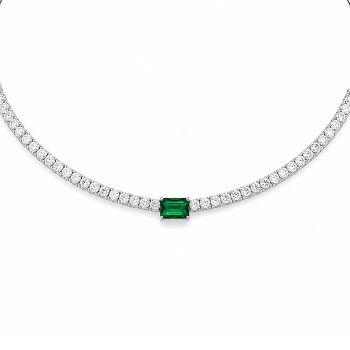 Emerald Center Tennis Necklace