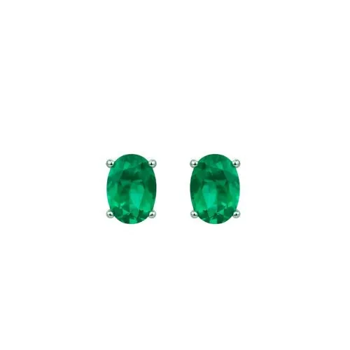 Emerald Oval Stud Earrings