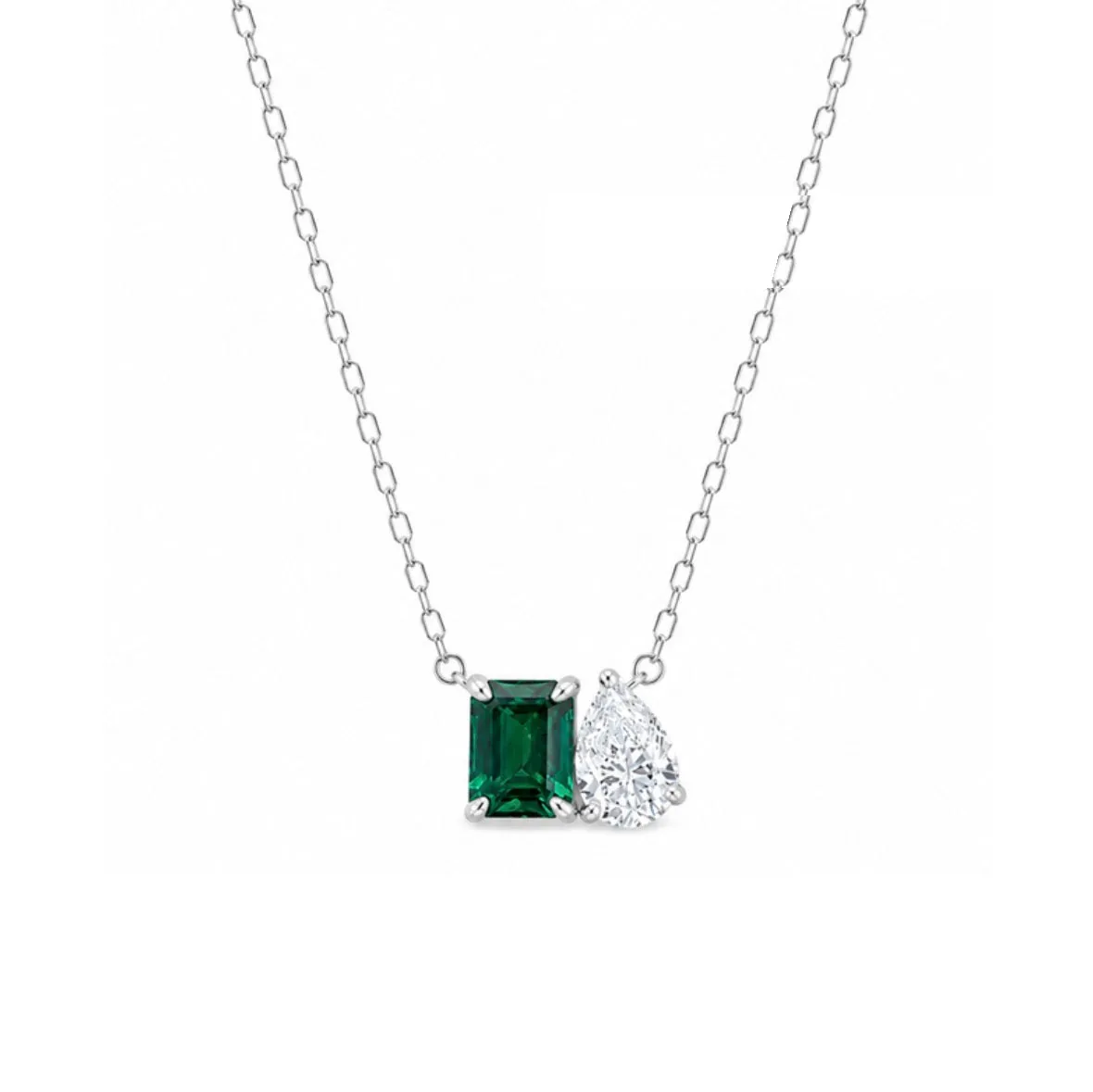 Emerald & Pear Toi et Moi Necklace