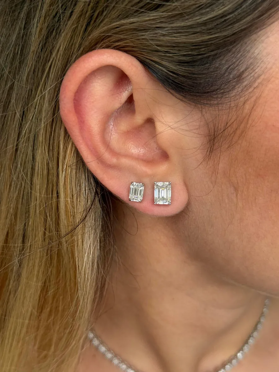 Emerald Stud Earrings worn