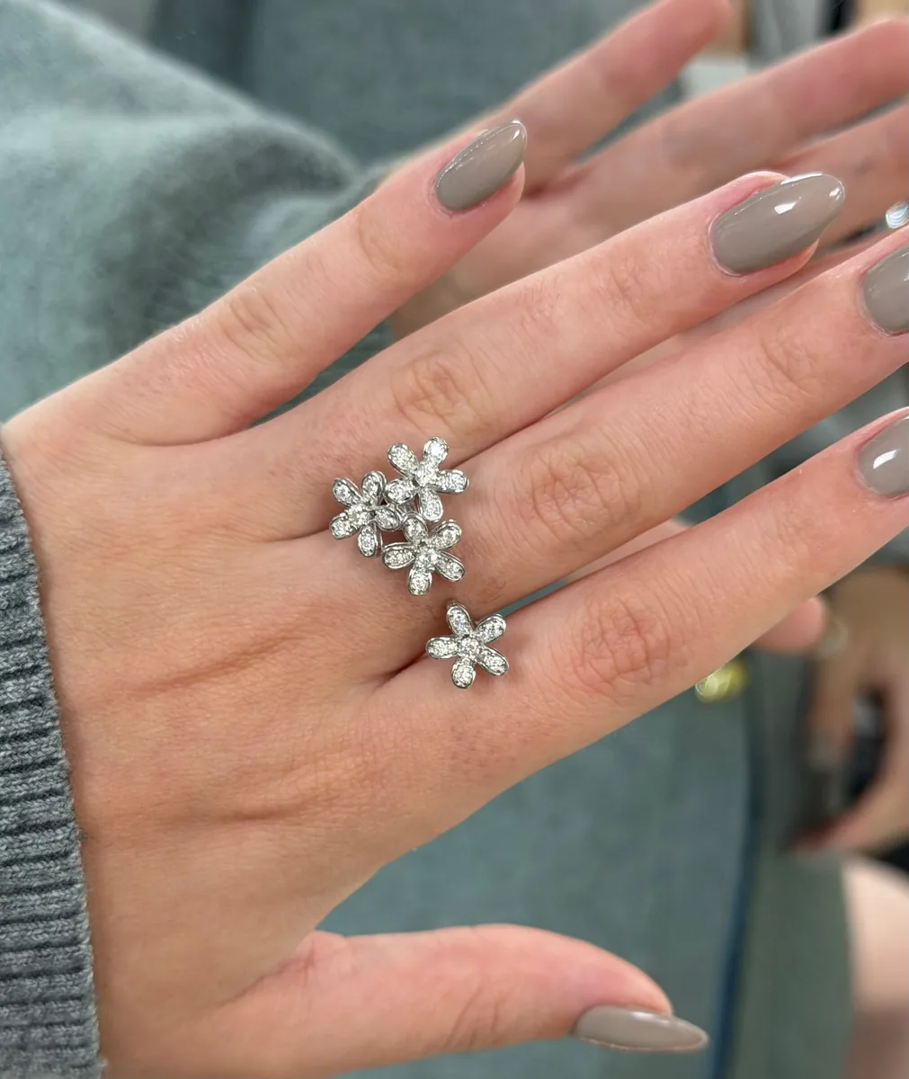 Flower Adjustable Ring worn
