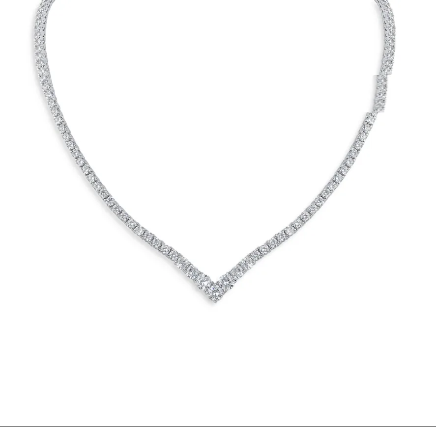 Graduated “V” Tennis Necklace