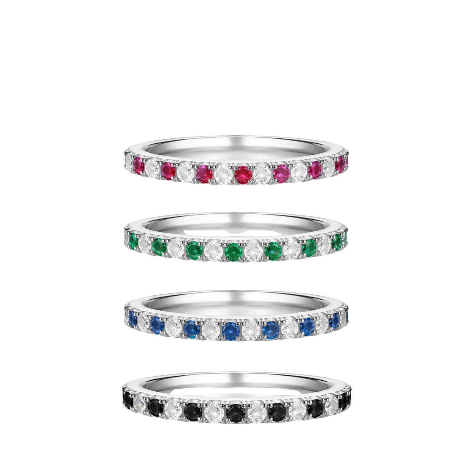half 2mm color eternity band ring