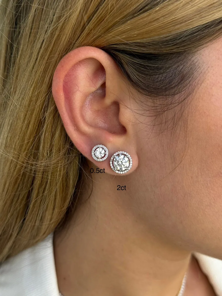 Halo Stud Earrings worn