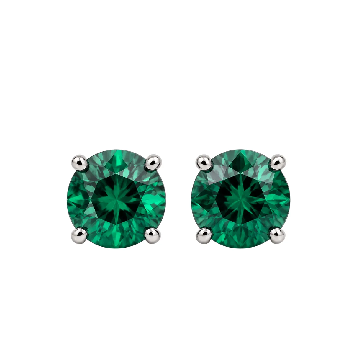 Lab Emerald Martini Stud Earrings