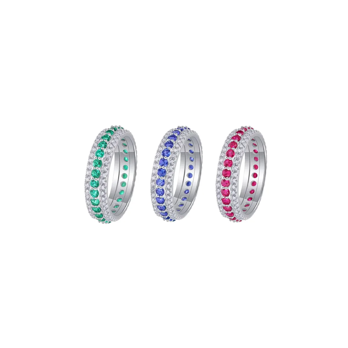Lab Emerald/ Sapphire OR Ruby Eternity Ring