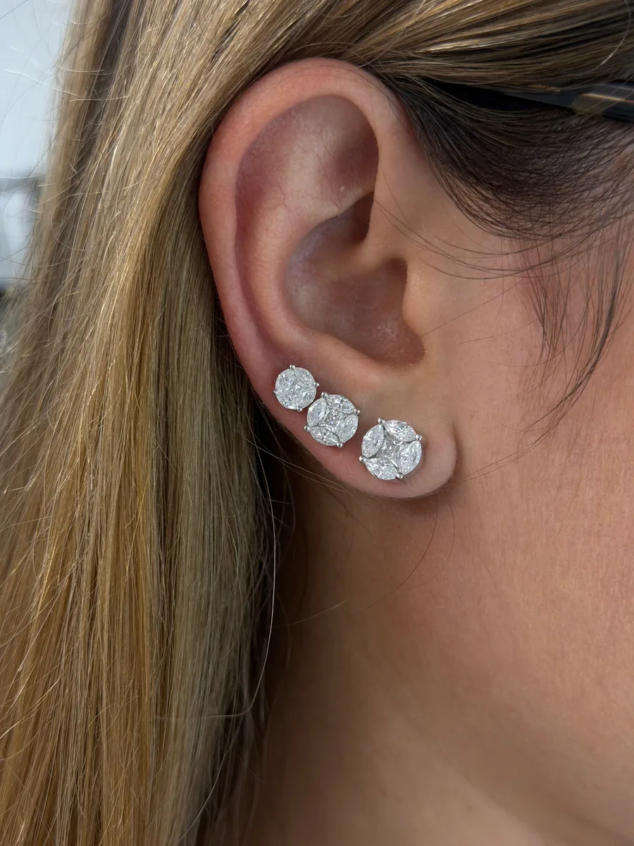 Marquise Cluster Stud Earrings worn