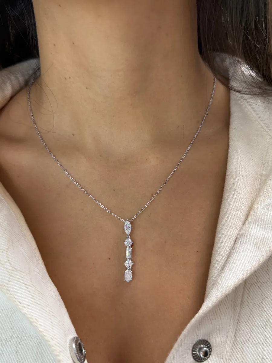 Mixed Cut Drop Necklace worn