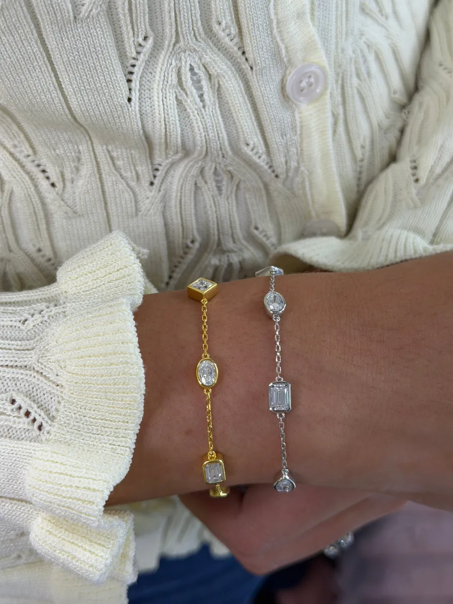 Mixed Shape Bezel Bracelet worn