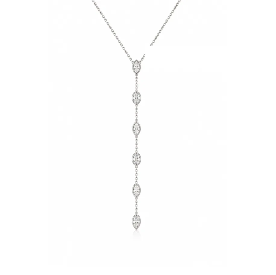 Multi Cut Bezel Lariat Necklace