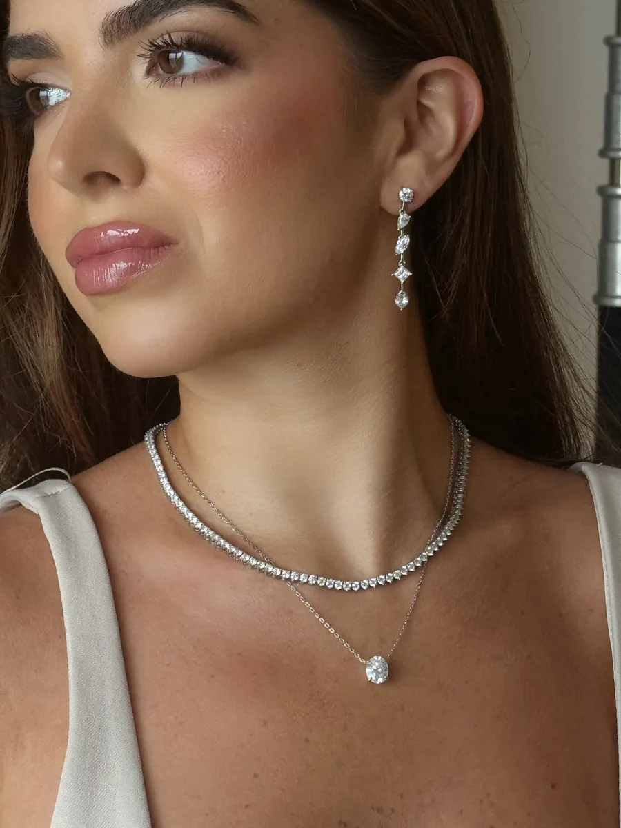 Multi-Cut Drop Earrings worn