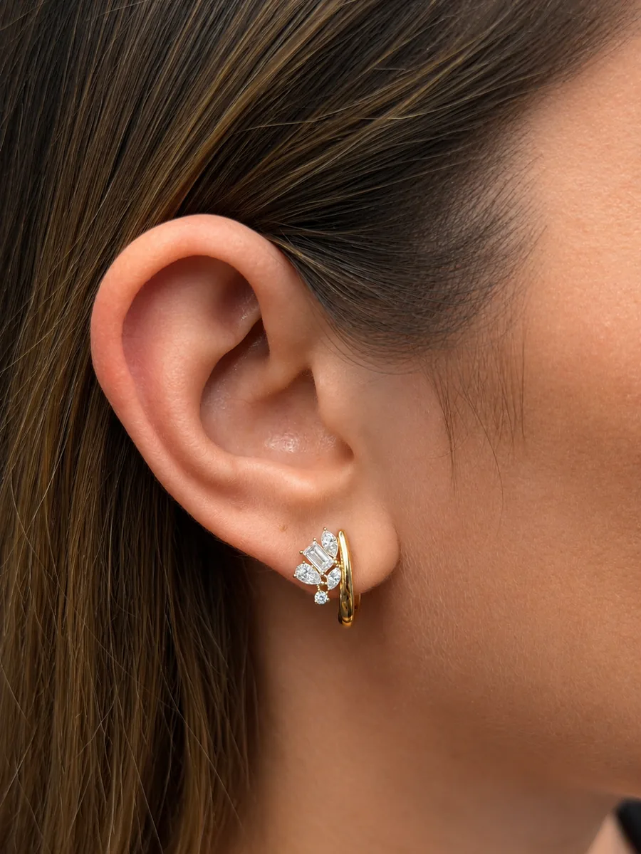 Multicut Hoop Earrings worn