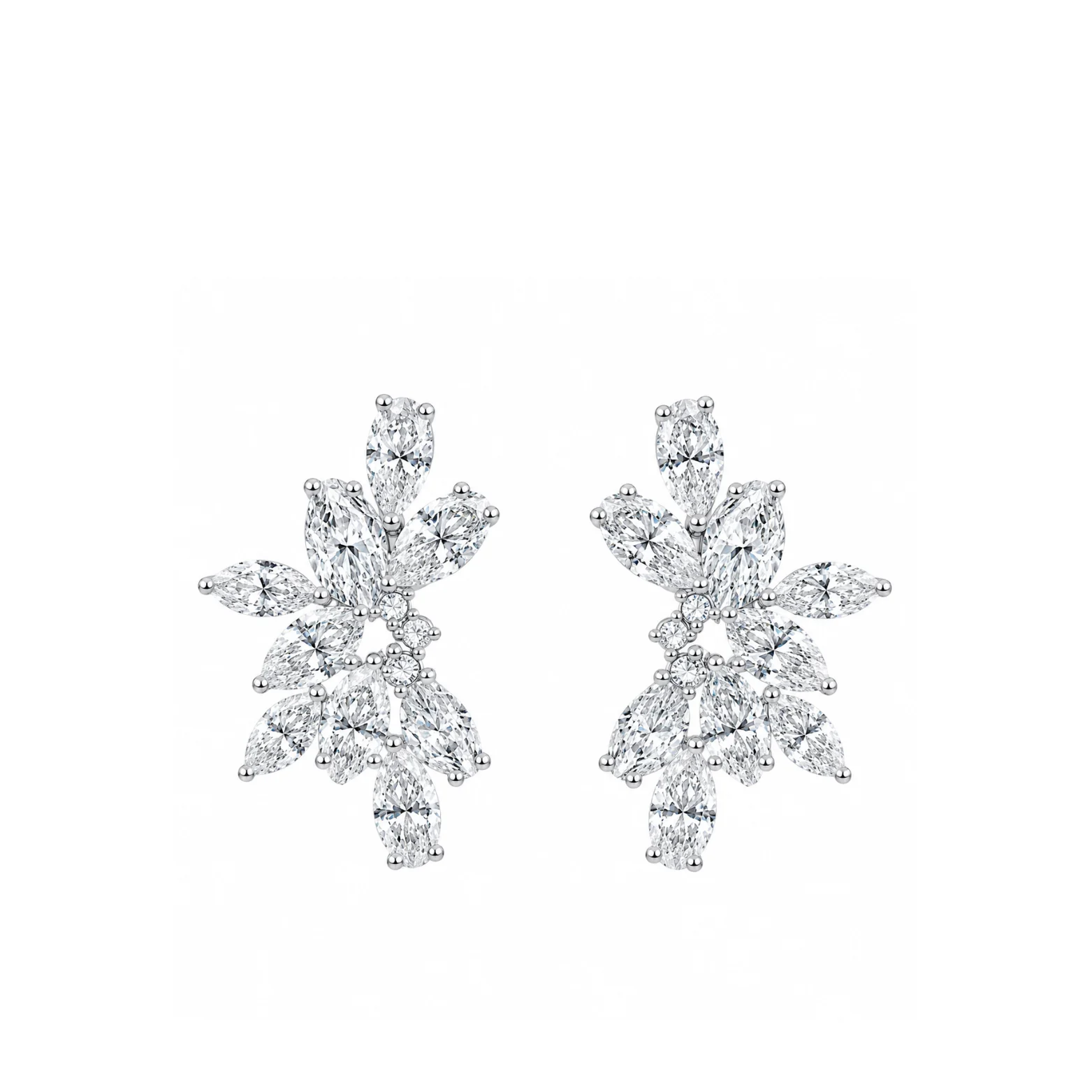 Pear and Marquise Cluster Earrings