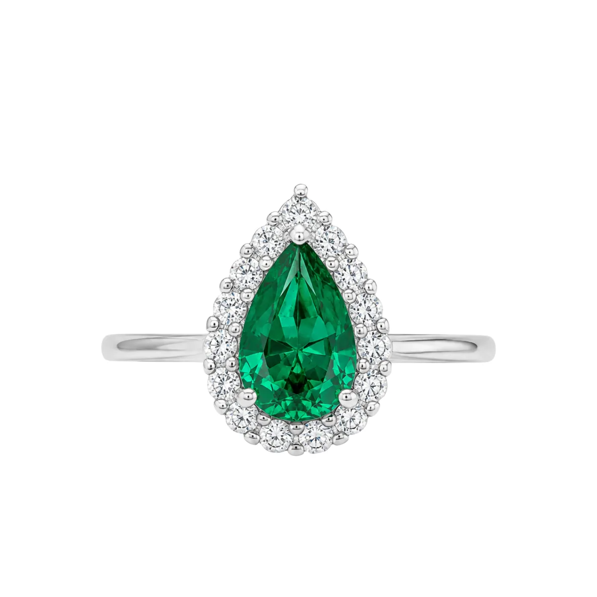 Pear-Cut Emerald Halo Ring