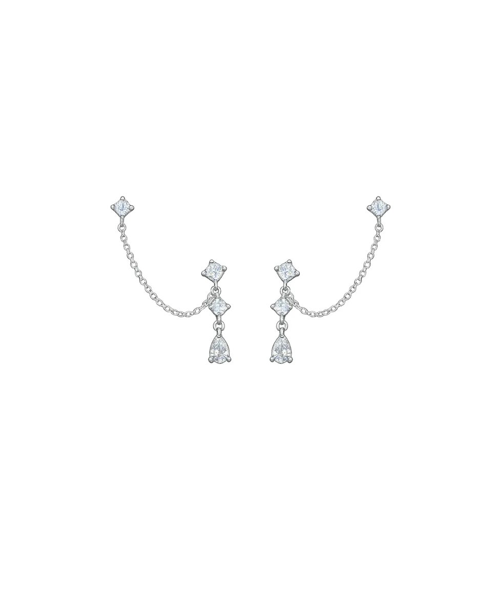 Pear Drop Chain Earrings