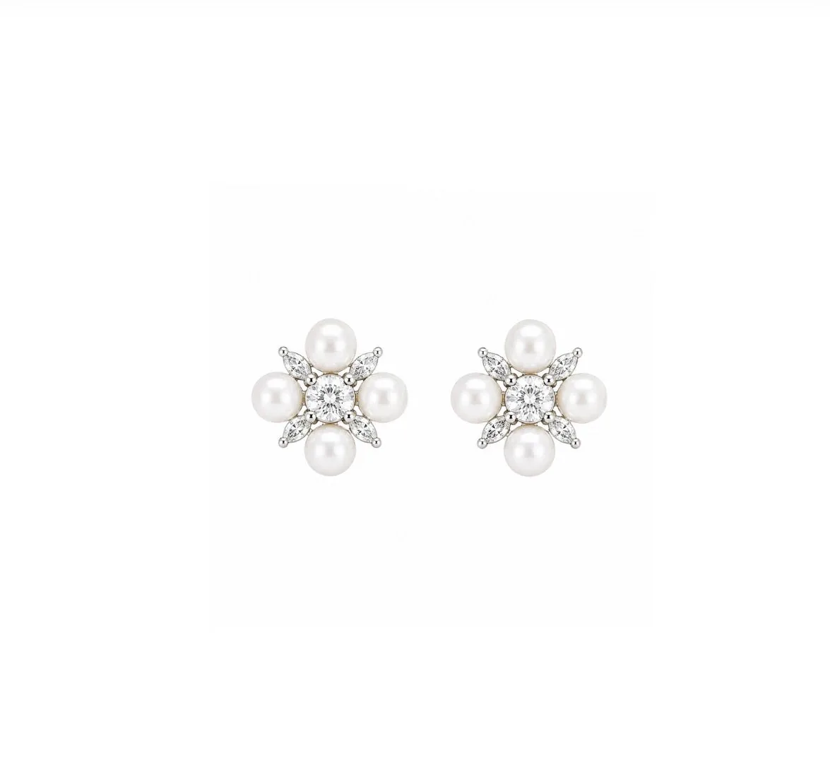 Pearl Flower Stud Earrings