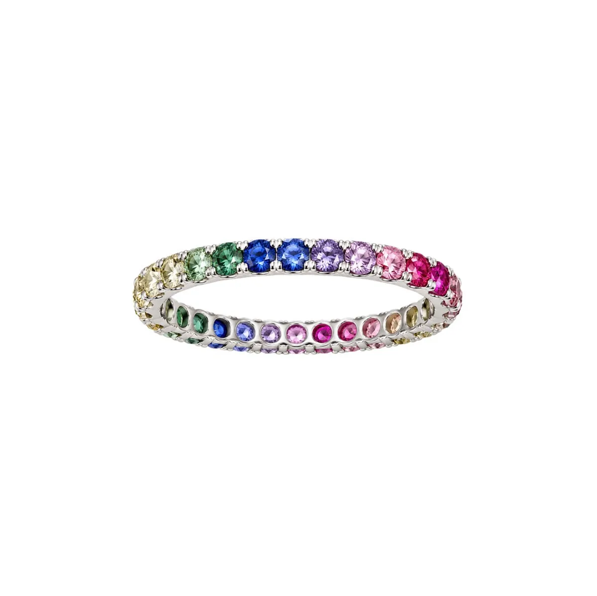 Rainbow Lab Sapphire Round Cut Eternity Band